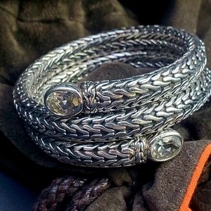 John Hardy Sterling COIL White Topaz Bracelet SMALL SIZE